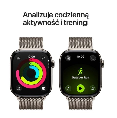 Watch Series 11 GPS + Cellular koperta 42 mm z tytanu w kolorze naturalnym, bransoleta mediolańska w kolorze naturalnym Apple
