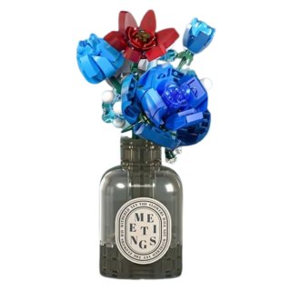 Klocki Konstrukcyjne Bukiet Kwiatów W Wazonie Czerwono-Niebieski 358 el. LEAN Toys