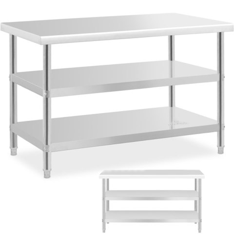 Stół blat roboczy centralny stalowy 2 półki 120 x 70 cm do 200 kg Royal Catering
