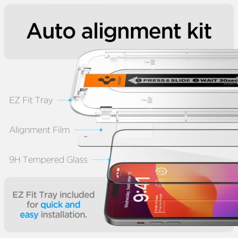 Szkło hartowane ochronne na iPhone 15 Glas.tR EZ Fit FC - czarne SPIGEN