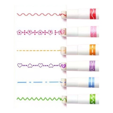 Zestaw Pisaków Wzorki Szlaczki Ozdobne Kolorowe 6 Szt LEAN