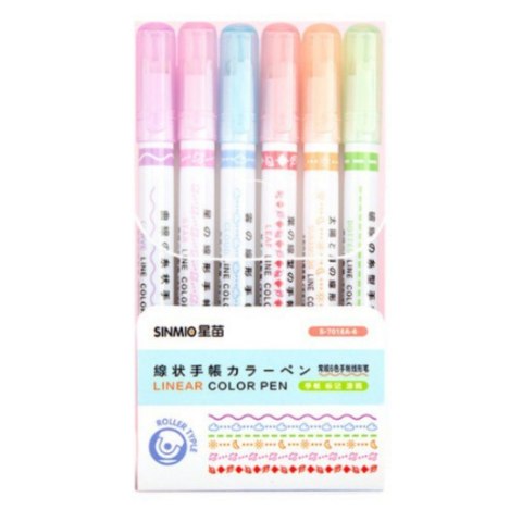 Zestaw Pisaków Wzorki Szlaczki Ozdobne Kolorowe 6 Szt LEAN