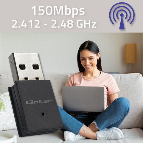 Bezprzewodowy mini adapter Wi-Fi | BT 4.0 USB | standard N Qoltec