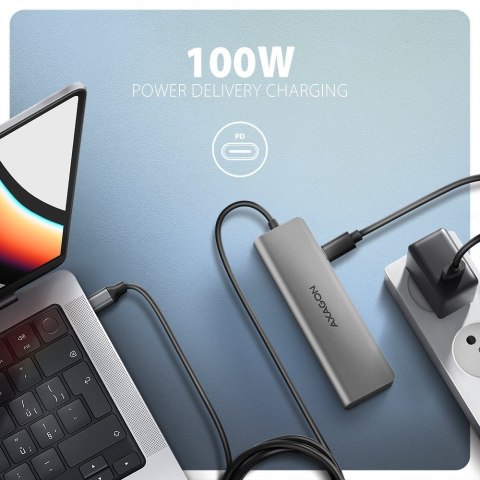 HMC-5H Wieloportowy hub USB 5in1, 5Gbps, 3x USB-A, HDMI 4K/30Hz, PD 100W, 100cm USB-C kabel AXAGON