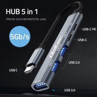 HUB adapter USB-C 3.1 5w1 | USB-C PD | USB-C | 2x USB 2.0 | USB 3.0 Qoltec