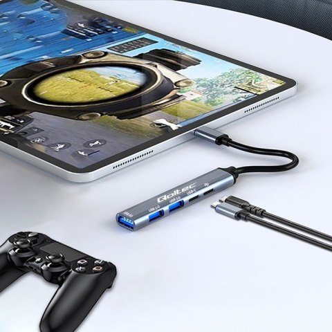 HUB adapter USB-C 3.1 5w1 | USB-C PD | USB-C | 2x USB 2.0 | USB 3.0 Qoltec