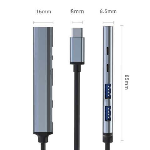 HUB adapter USB-C 3.1 5w1 | USB-C PD | USB-C | 2x USB 2.0 | USB 3.0 Qoltec