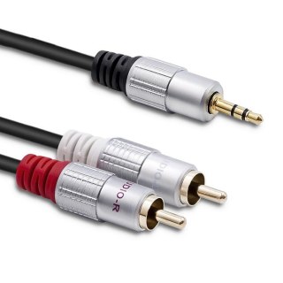 Kabel 2xRCA / Mini Jack 3.5mm | 1m | czarny Qoltec