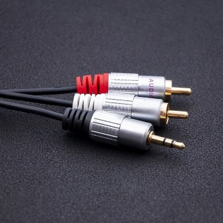 Kabel 2xRCA / Mini Jack 3.5mm | 1m | czarny Qoltec