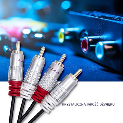 Kabel 2xRCA męski / 2xRCA męski | 2m | czarny Qoltec