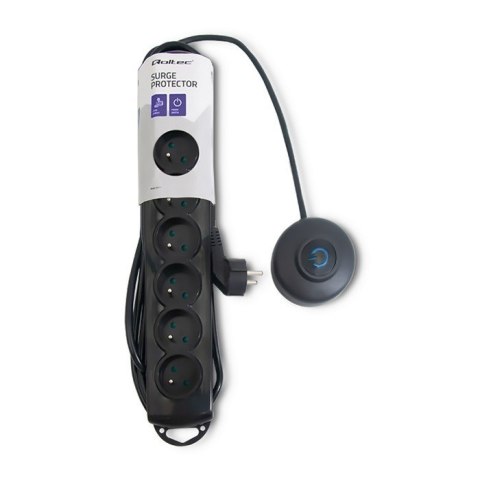 Listwa antyprzepięciowa z wyłącznikiem nożnym | 7 gniazd | 1.5m | Czarna Qoltec