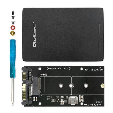 Adapter na dysk M.2 SSD | SATA NGFF do SATA III | 2TB | Super speed 6Gb/s | Czarny Qoltec