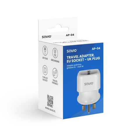 Adapter podróżny, gniazdo EU - wtyk UK AP-04 Savio