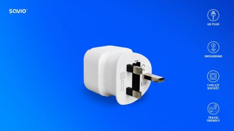 Adapter podróżny, gniazdo EU - wtyk UK AP-04 Savio