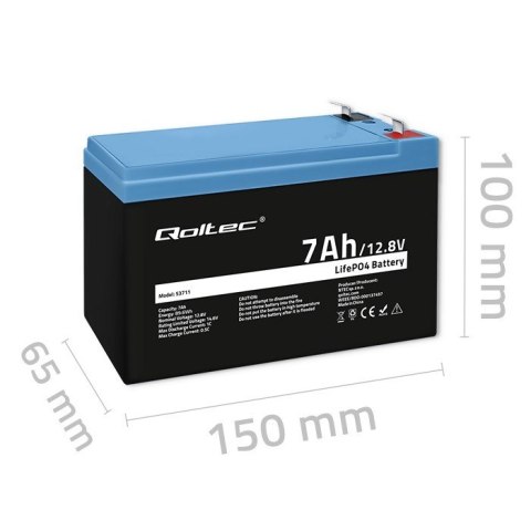 Akumulator LiFePO4 Litowo-Żelazowo-Fosforanowy | 12.8V | 7Ah | 89.6Wh | BMS Qoltec