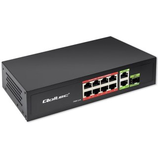 Przełącznik sieciowy SWITCH FAST Ethernet 8x RJ45 PoE 2x RJ45 Uplink 1x SFP | 120W | 1000Mb/s Qoltec
