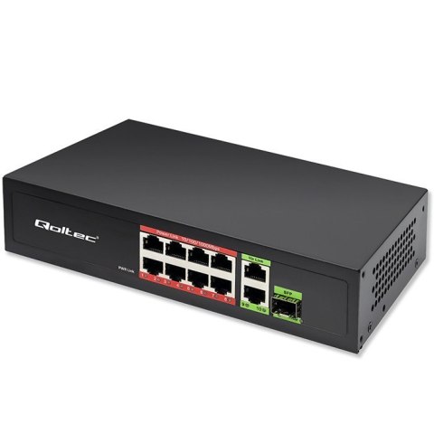 Przełącznik sieciowy SWITCH FAST Ethernet 8x RJ45 PoE 2x RJ45 Uplink 1x SFP | 120W | 1000Mb/s Qoltec