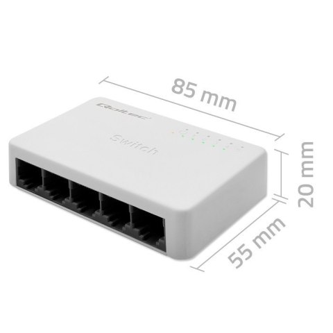 SWITCH przełącznik sieciowy 5 x port RJ45 | 100Mbps | Fast Ethernet| LAN Qoltec