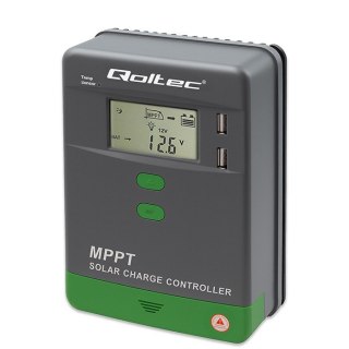 Solarny regulator ładowania MPPT z czujnikiem temperatury 40A | 12V/24V | LCD | 2xUSB | Bluetooth | APP | GEL | LiFePO4 Qoltec