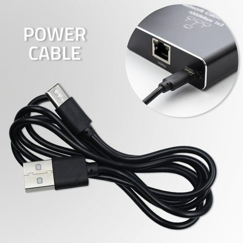 Rozdzielacz splitter Ethernet mini SWITCH 1x4 RJ45 | 1000Mb/s | USB-C | Aluminium Qoltec