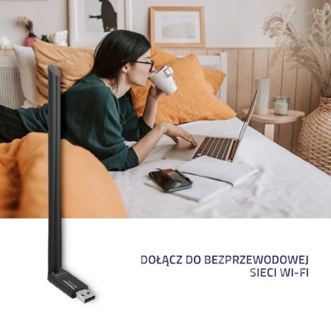 Adapter Wi-Fi USB z anteną bezprzewodowy Qoltec