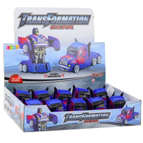 Ciężarówka Auto Robot 2w1 Napęd Czerwone Wzory Niebieska LEAN Toys