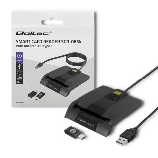 Inteligentny czytnik chipowych kart ID SCR-0634 | USB typu C Qoltec