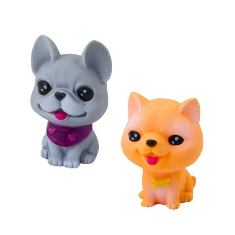 Zestaw Figurek Pieski Gumowe Piszczałka Buda Transporter 6szt LEAN Toys