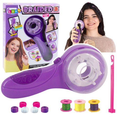 Zestaw Piękności Do Włosów Zaplatarka Do Warkoczyków Nitki Gumki Koraliki LEAN Toys
