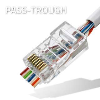 Wtyk przelotowy złącze RJ45 | CAT5e | UTP | Pass Throuh | Pozłacane styki | 100 sztuk Qoltec