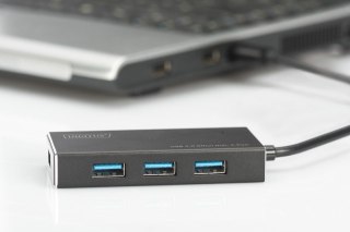 HUB/Koncentrator 4-portowy USB 3.0 SuperSpeed, aktywny, aluminium Digitus