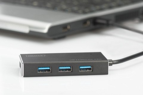 HUB/Koncentrator 4-portowy USB 3.0 SuperSpeed, aktywny, aluminium Digitus