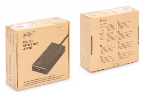 HUB/Koncentrator 4-portowy USB 3.0 SuperSpeed, aktywny, aluminium Digitus