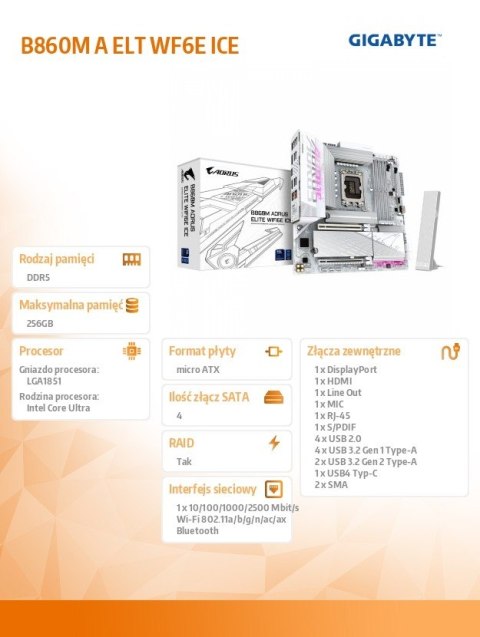 Płyta główna B860M A ELT WIFI6E ICE Gigabyte