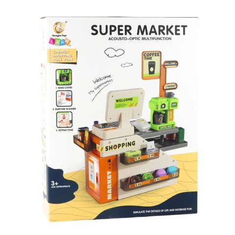 Kasa Fiskalna Sklepowa Kawiarnia Akcesoria Światła Dźwięki 70 el. LEAN Toys