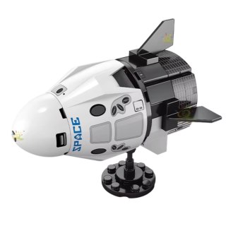 Klocki Konstrukcyjne Biały Statek Kosmiczny Podstawka 88 el. LEAN Toys