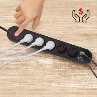 Listwa zasilająca MCE395 B 5 gniazd 3xUSB, 110-240V AC 50/60Hz, 2.1A max 2500W, czarna Maclean