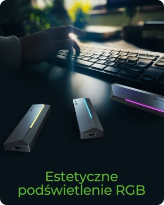 Obudowa dysku IB-1826MCL-CU31 M.2 NVMe i SATA obudowa, RGB lighting, USB 3.2 Gen 2, 10 Gbps IcyBox