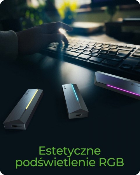 Obudowa dysku IB-1826MCL-CU31 M.2 NVMe i SATA obudowa, RGB lighting, USB 3.2 Gen 2, 10 Gbps IcyBox