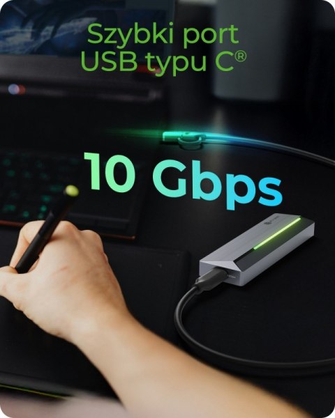 Obudowa dysku IB-1826MCL-CU31 M.2 NVMe i SATA obudowa, RGB lighting, USB 3.2 Gen 2, 10 Gbps IcyBox