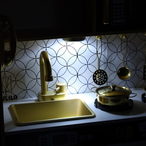 Kuchnia dla dzieci drewniana LULILO ORO z lodówką tablicą kredową złota Kik Sp. z o. o. Sp. k.