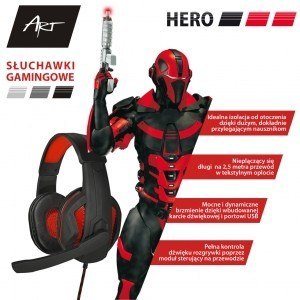 Słuchawki gamingowe z mikrofonem HERO USB ART