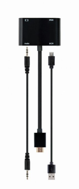 Adapter HDMI męski do HDMI żeński + VGA żeński z audio i dodatkowym portem zasilania Gembird