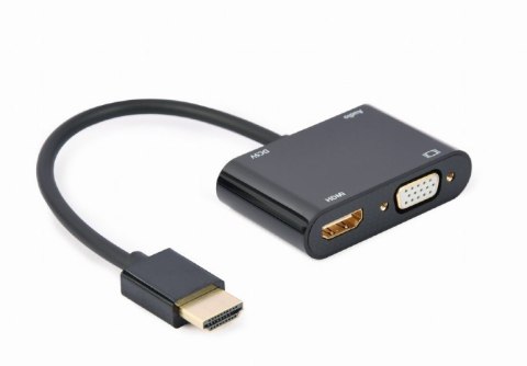 Adapter HDMI męski do HDMI żeński + VGA żeński z audio i dodatkowym portem zasilania Gembird