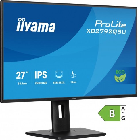 Monitor 27 cali XB2792QSU-B1 IPS,QHD, HAS (150) PIVOT, 120Hz,HDMI,DP, 350cd,1500:1, cienkie ramki, 2xUSB 3.2, ErP IIYAMA