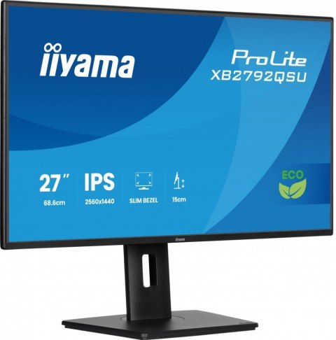 Monitor 27 cali XB2792QSU-B1 IPS,QHD, HAS (150) PIVOT, 120Hz,HDMI,DP, 350cd,1500:1, cienkie ramki, 2xUSB 3.2, ErP IIYAMA