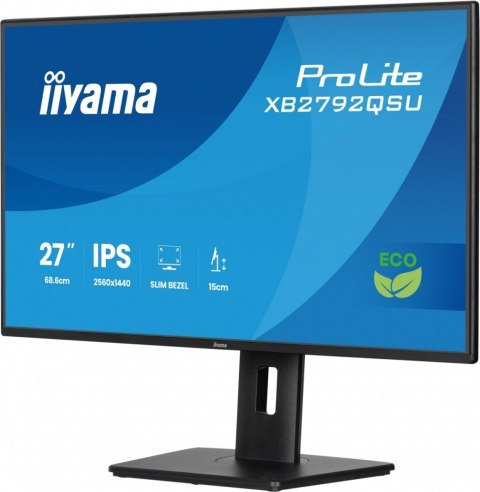 Monitor 27 cali XB2792QSU-B1 IPS,QHD, HAS (150) PIVOT, 120Hz,HDMI,DP, 350cd,1500:1, cienkie ramki, 2xUSB 3.2, ErP IIYAMA