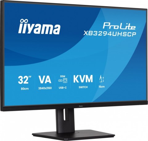 Monitor 31.5 cala XB3294UHSCP-B1.4K,VA,2xHDMI,DP,USB-C dock 95W, PIP,RJ45, 400cd, 2ms, 4xUSB, KVM,Sync,2x5W, HAS (150) PIVOT, IIYAMA