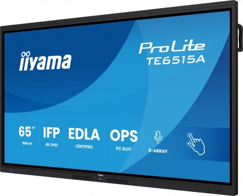 Monitor 65 cali TE6515A-B1AG IPS,4K,40pkt,550cd,DeepContrast-IR+, HDMI x2,DP,USB-C, 2 x 20W, OPS Slot x1, 5xUSB, 2xRJ45,8-Arr IIYAMA