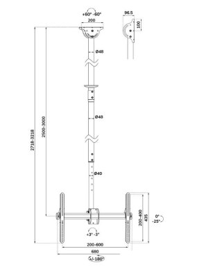 Uchwyt sufitowy TV/LCD CL35-440BL16XL 37-70 cali 50kg Neomounts